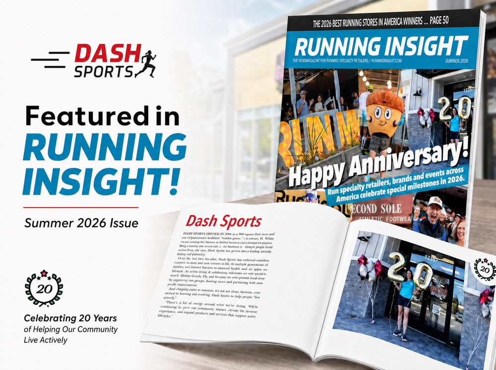 Dash Sports featured in the Summer 2026 issue of Running Insight, celebrating 20 years in Clermont, FL
