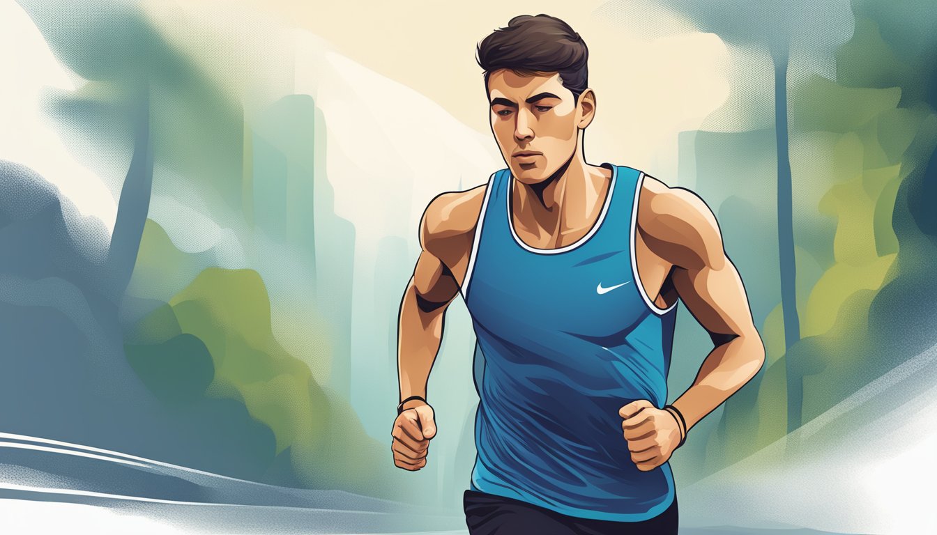 A runner with decreasing intensity, resting more, and feeling stronger